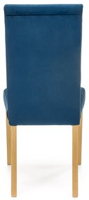 Krzesło drewniane tapicerowane DIEGO 3 dąb miodowy velvet pikowany Pasy - MONOLITH 77 (granatowy)