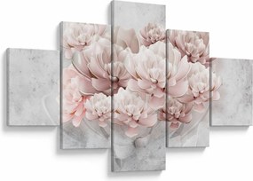 Obraz - Różowe kwiaty na ścianie (125x70 cm)
