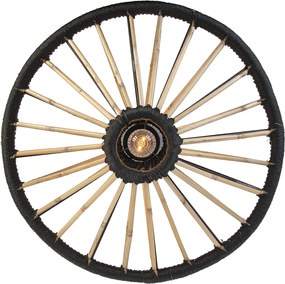 Orientalna lampa sufitowa bambusowa z czarna 60 cm - Evalin