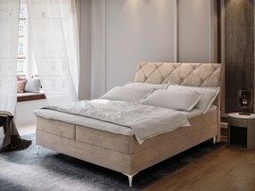 Masseno Łóżko kontynentalne MACON z pojemnikiem na pościel 140x200 cm - Beżowy, ASTON 02
