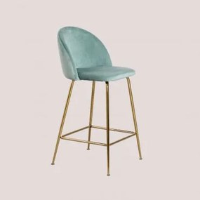 Wysoki Aksamitny Stołek Kana Design Złoto & Verde Abeto & ↑65 Cm - Sklum