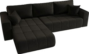 Narożnik z funkcją spania MILO Monolith 95 czarny lewy sofa w kształcie L z pojemnikiem na pościel sofa do salonu, sofa rozkładana, sofa z pojemnikiem