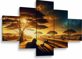 Obraz - Odpoczywające lwy (125x70 cm)
