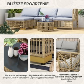Outsunny Zestaw Mebli ogrodowych, 5-częściowy, z poduszkami do siedzenia, Syntetyczny rattan, rama ze stali nierdzewnej, Szary