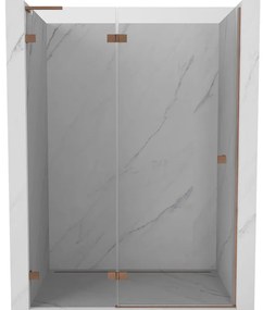 Mexen Lunar L drzwi prysznicowe uchylne lewe 130 cm, transparent, miedź szczotkowana - 834L-130-000-65-00-L