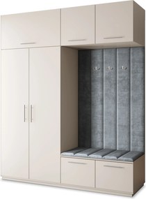 Masseno Garderoba REMA 200/240/60 cm Nowoczesna Szafa do Przedpokoju Kaszmir, MONOLITH 85 (Szary)