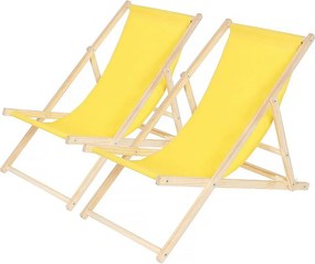 Zestaw 2 leżaków drewnianych "Chillienne" - Żółty