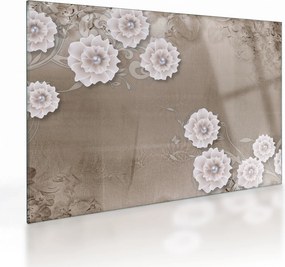 Obraz na szkle - Draperie z kwiatami (70x50 cm)
