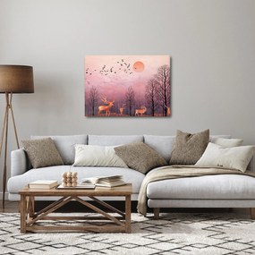 Zdjęcie - Jeleń w blasku zachodzącego słońca (70x50 cm)