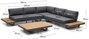 Ciemnoszary/w naturalnym kolorze aluminiowy zestaw mebli ogrodowych dla 5 osób Tosqueta – Kave Home
