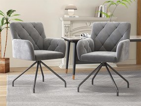 Zestaw 2 tapicerowanych krzeseł z weluru z metalowymi nogami - Jasnoszary