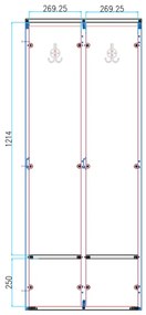 Drewniana szafa ubraniowa S4 z podstawą, 2-drzwiowa, 1871 x 600 x 500 mm, demontaż, zamek cylindryczny, szary/buk