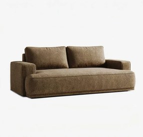 Sofa z Funkcją Spania CAMELIA Brązowa Boucle Japandi