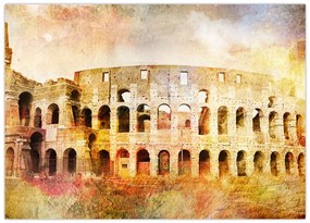 Obraz na szkle - Malarstwo cyfrowe, Koloseum, Rzym, Włochy (70x50 cm)