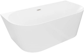 Mexen Oval Slim wanna wolnostojąca przyścienna 170 x 80 cm, biała, przelew nikiel szczotkowany - 52661708000-97
