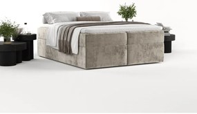 Jasnobrązowe łóżko boxspring ze schowkiem 140x200 cm Yoko – Maison de Rêve