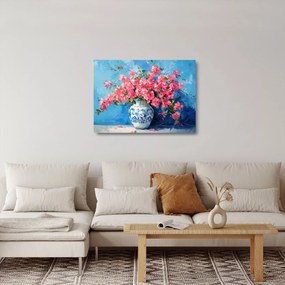 Obraz na szkle - Wazon z różowymi kwiatami (70x50 cm)