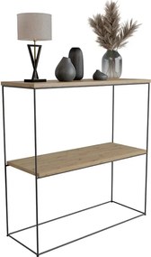 Klasyczna konsola do przedpokoju dąb artisan + czarny  P8-W51