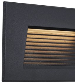 Zewnetrzna Nowoczesna Lampa Ścienna Wpuszczana Czarna 11.5cm z LED IP65 - Trem Nowoczesny Oswietlenie zewnetrzne