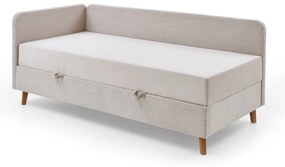 Beżowe tapicerowane łóżko jednoosobowe ze schowkiem 90x200 cm Cabana – Meise Möbel