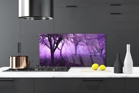 Szkło do Kuchni na Ścianę Sylwetki Drzew o Zmierzchu