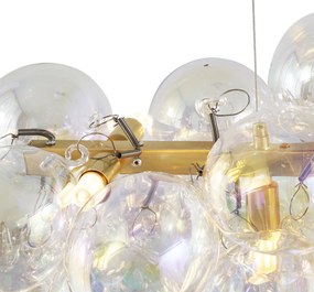 Designerska lampa wisząca złota z tęczowym szkłem 8-punktowa - UvasDesignerski Oswietlenie wewnetrzne