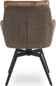Krzesło Tapicerowane Obrotowe ISLA Brązowe Nowoczesne Loft