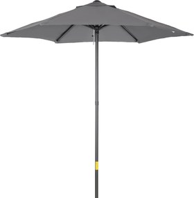 Outsunny Parasol Ø196 cm, Parasol z Funkcją Połamania, Sześciokątny Parasol Balkonowy dla Plaży i Ogrodu, Ciemnoszary