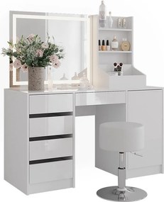 Stół do toalety biały/biały wysoki połysk 128.2x50.1x76 sherry