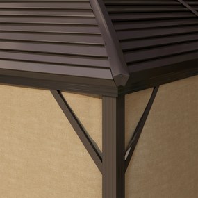 Outsunny Pawilon Ogrodowy, Namiot Imprezowy, Festynowy, 4 x Podwójne Ściany Boczne, Wodoodporny, 2 Haki na Latarnie, ok. 4 x 3 x 2,8 m, Brązowy