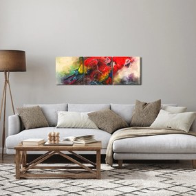 Obraz czerwonych papug Ara (z zegarem) (90x30 cm)