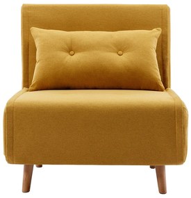 Fotel rozkładany tapicerowany żółty musztardowy URIBIA