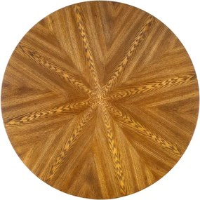 Nowoczesny okrągły stół z czarną nogą Carma 100 cm z blatem MDF w kolorze naturalnego drewna