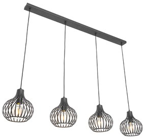 Inteligentna lampa wisząca czarna 4-punktowa z 4 Wifi G95 - Saffira Nowoczesny Oswietlenie wewnetrzne