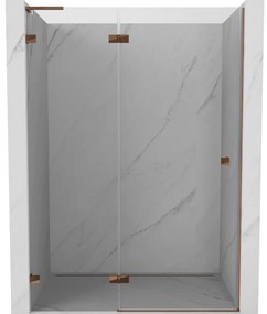 Mexen Lunar L drzwi prysznicowe uchylne lewe 130 cm, transparent, różowe złoto - 834L-130-000-60-00-L
