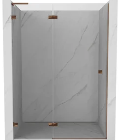 Mexen Lunar L drzwi prysznicowe uchylne lewe 130 cm, transparent, różowe złoto - 834L-130-000-60-00-L
