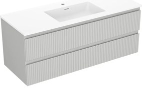 Mexen Rivel szafka łazienkowa 120 cm z umywalką Otis, 2 szuflady, ryflowana , szara mat/biała mat - 91A20-12047-2-BFF62-W18M0