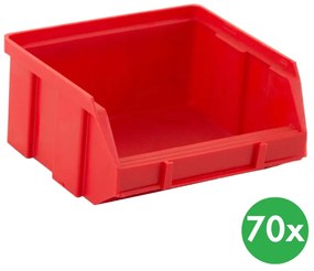 Plastikowe pojemniki BASIC, 100 x 95 x 50 mm, 70 szt., czerwone