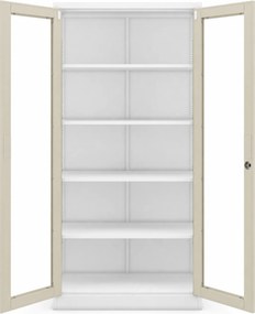 Szafa metalowa z witryną biała, dąb sonoma, 900x1850x400 mm: AMELIA Eco Design