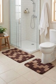 Brązowy dywanik pod prysznic i toaletę K2-G32