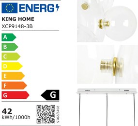 Lampa wisząca ze szklanymi kloszami Capri Line 3 złota