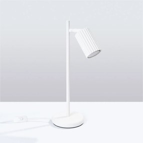 Lampa biurkowa KARBON biała ryflowana SOLLUX  LIGHTING