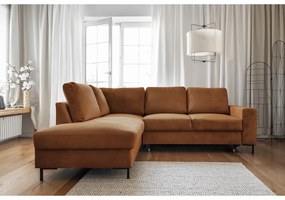 Pomarańczowobrązowy sztruksowy rozkładany narożnik (lewostronny) Lofty Lilly – Miuform