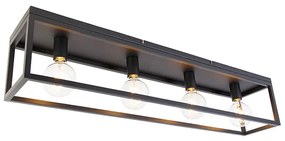 Industrialna lampa sufitowa czarna 99,5 cm 4-światła - CagePrzemysłowy Oswietlenie wewnetrzne