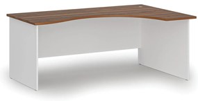 Ergonomiczne biurko PRIMO WHITE, 180x120 cm, prawe, biały/orzech