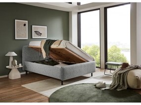 Jasnoszare tapicerowane łóżko dwuosobowe ze schowkiem ze stelażem 180x200 cm Primo – Meise Möbel