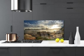 Szkło Dekoracyjne do Kuchni Panorama Portowego Miasta