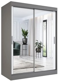 Szafa przesuwna z lustrem 150 cm antracyt + biały - Kukkin 4X