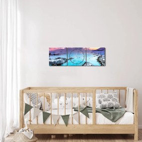 Obraz - Błękitna laguna na Islandii (z zegarem) (90x30 cm)