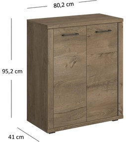 Komoda Dwudrzwiowa do Salonu VORTE 80 cm Dąb Lefkas Nowoczesna